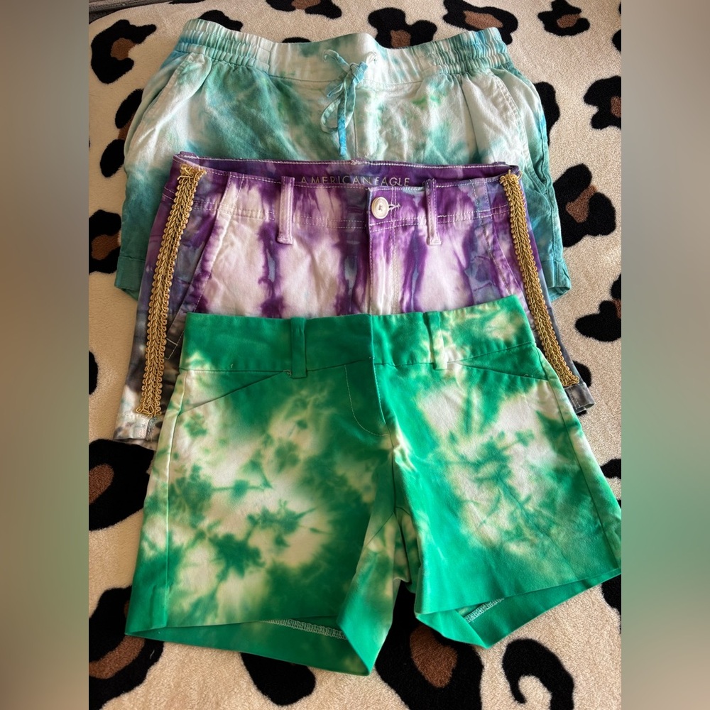 3 pairs of Tie Dye Shorts size Small Ann Taylor, American Eagle, j crew